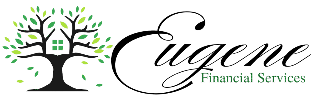 Logo of Eugene Financial Services featuring a tree with green leaves and a house.