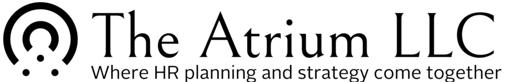 Logo of The Atrium LLC featuring the company name and tagline related to HR planning and strategy.